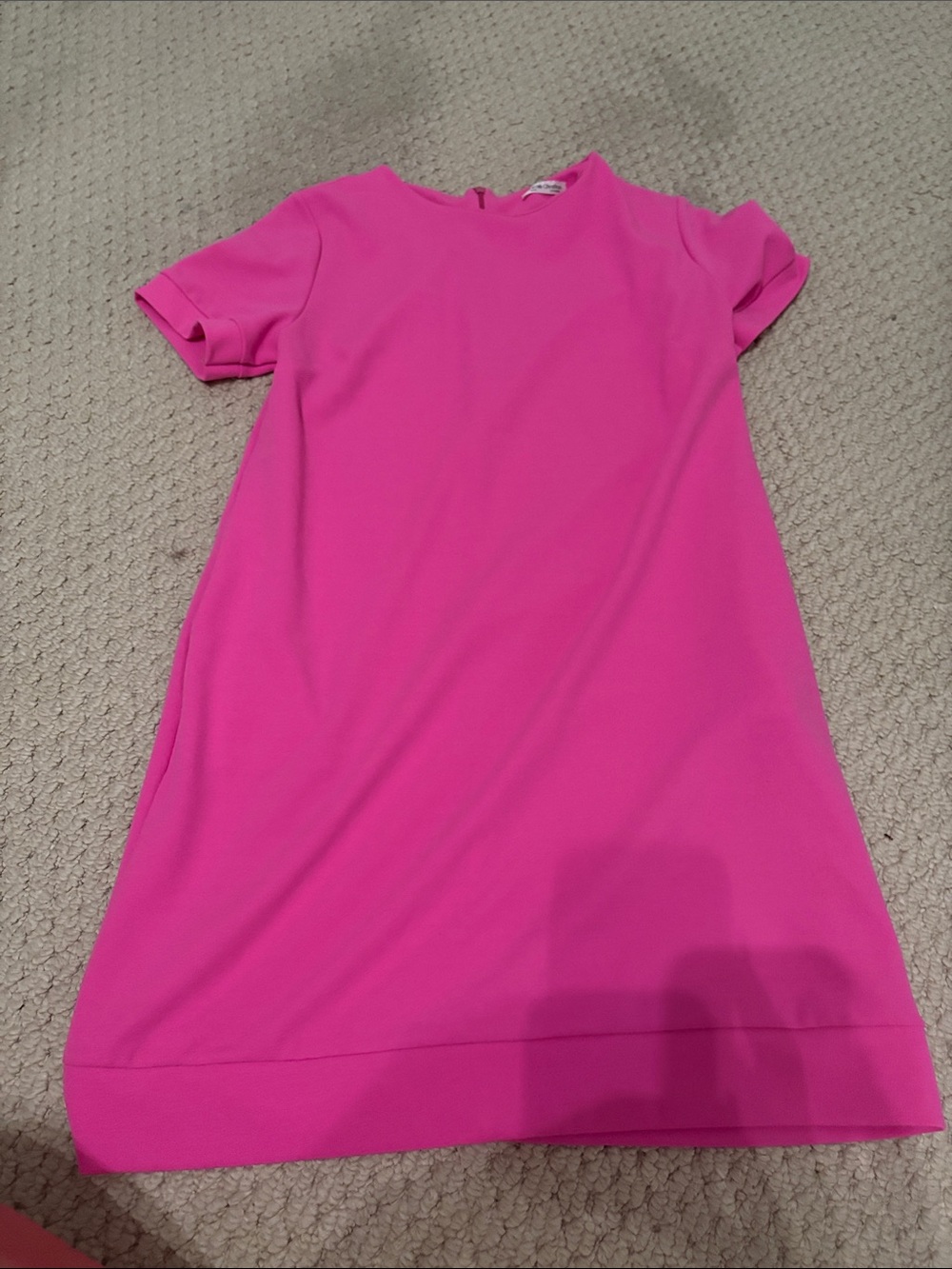 Vibrant Hot Pink Short Sleeve Mini Shift Dress